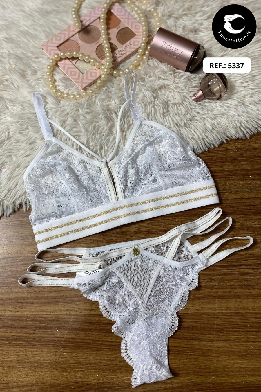 MAIA – Completo in pizzo e tulle con dettagli intrecciati